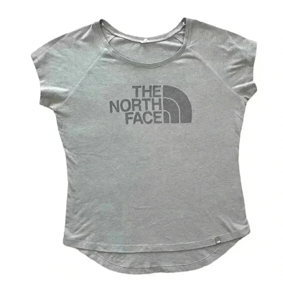 The North Face Gray Cotton Blend Scoop Neck Cap Sleeve High-Low Tee Size M - Picture 1 of 15